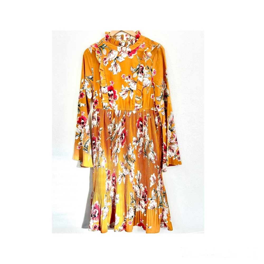 Floral Yellow Long Sleeve Dress